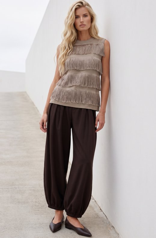 Mixed Brands - Fringed top LR03272 - Taupe