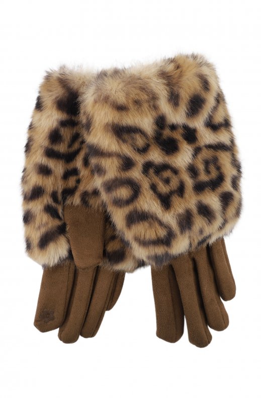 Mixed Brands - Gloves with Faux Fur Leo 12051 - Brown