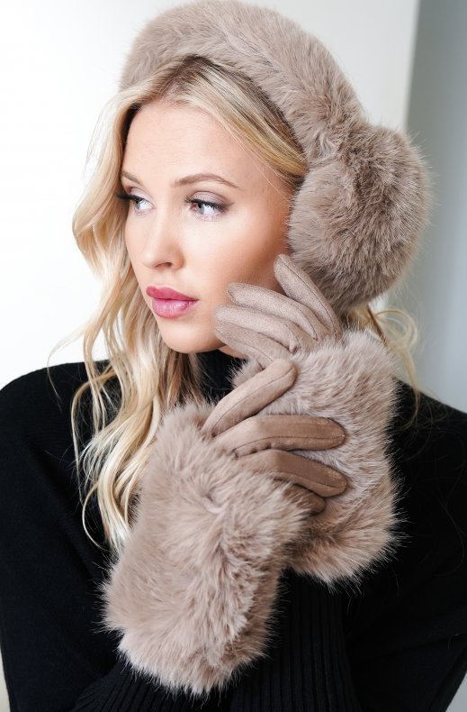 Mixed Brands - Glove with Faux Fur 12050 - Light Taupe