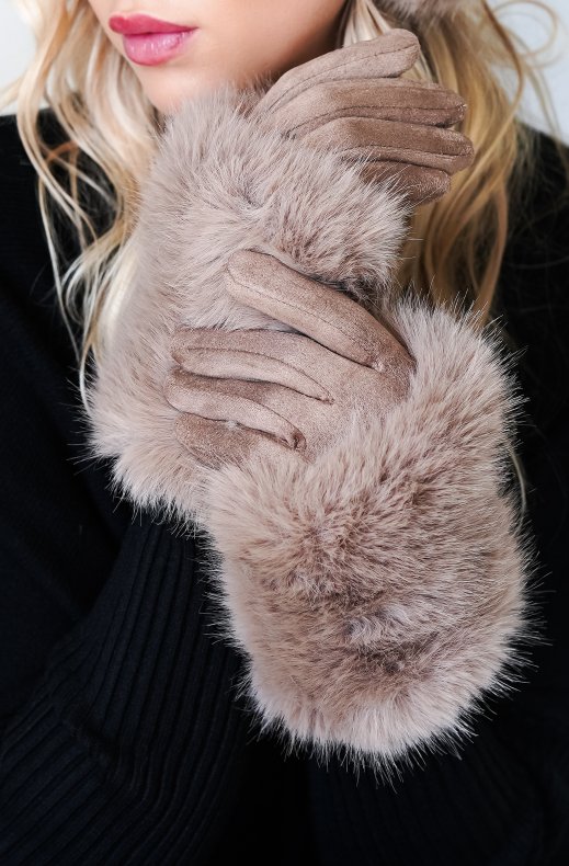 Mixed Brands - Glove with Faux Fur 12050 - Light Taupe