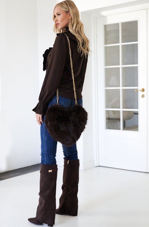 Mixed Brands - Faux Fur Heart Bag MB01 - Brown