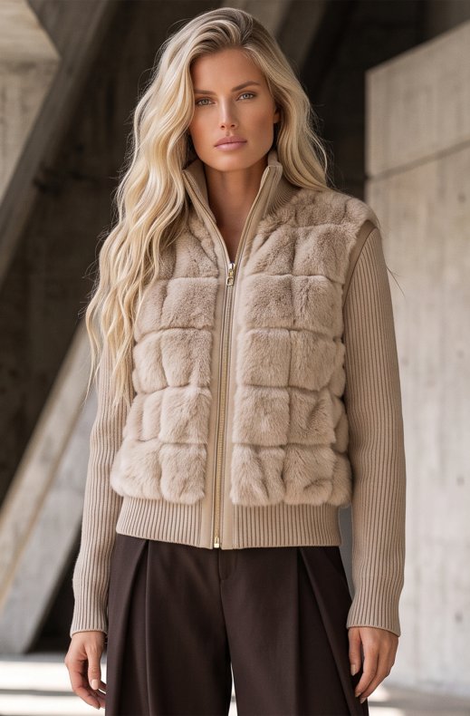 Mixed Brands - Jacket with Faux Fur 10226 - Beige
