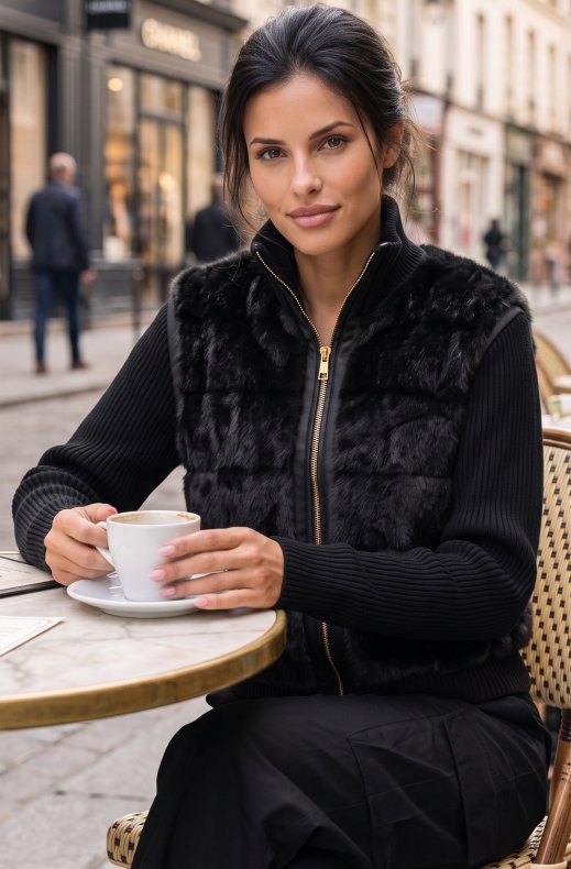 Mixed Brands - Jacket with Faux Fur 10226 - Black