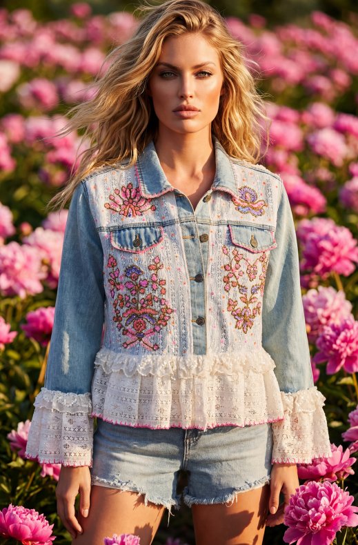 Mixed Brands - Denim jacket with decorations G13021 - Multicolour