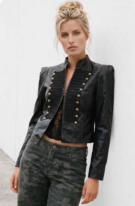 Mixed Brands - Vegan leather Napoleon Jacket 16207 - Black