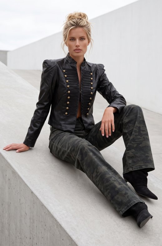 Mixed Brands - Vegan leather Napoleon Jacket 16207 - Black