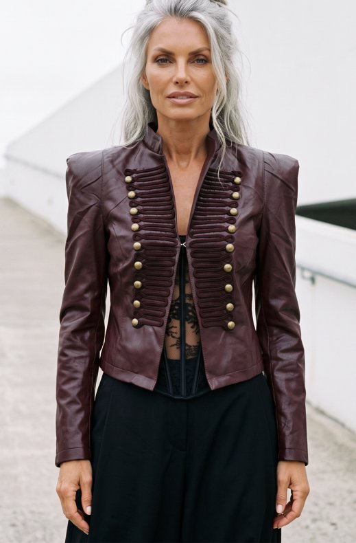 Mixed Brands - Vegan leather Napoleon Jacket 16207 - Bordeaux