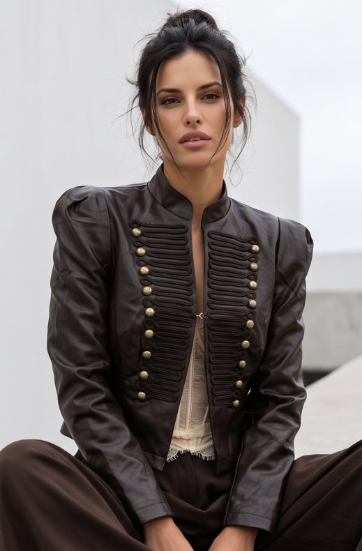 Mixed Brands - Vegan leather Napoleon Jacket 16207 - Cafe