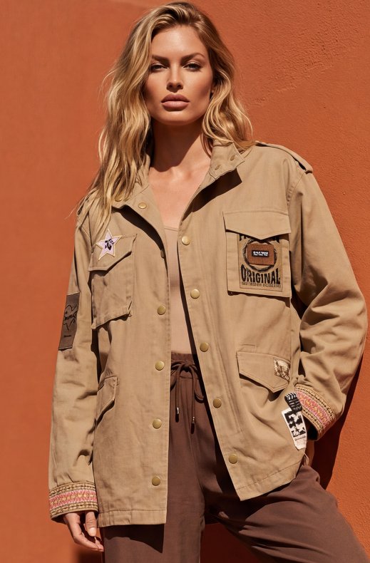 Mixed Brands - Jacket with Patches N20224 - Beige