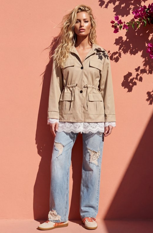 Mixed Brands - Jacket with Lace and Pockets 25383 - Vanilla