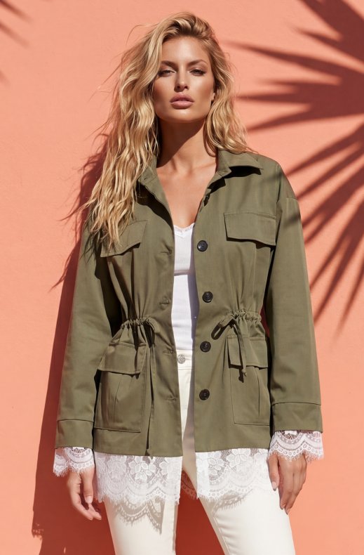 Mixed Brands - Jacket with Lace and Pockets 25383 - Khaki