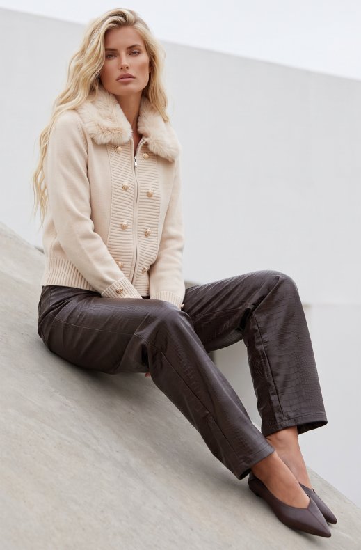 Mixed Brands - Jacket with faux fur 2845 - Beige