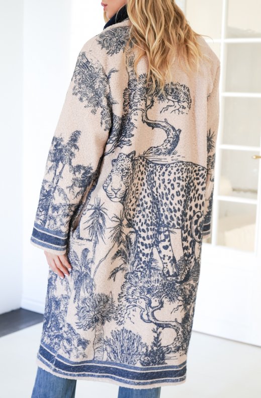 Mixed Brands - Soft Coat Cardigan 25678 - Blue Cheeta