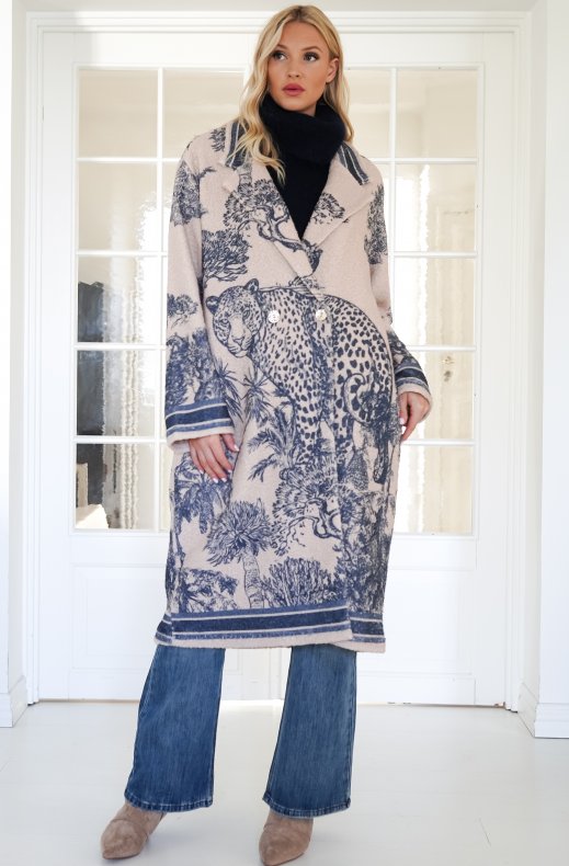 Mixed Brands - Soft Coat Cardigan 25678 - Blue Cheeta