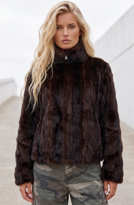 Mixed Brands - Faux Fur Jacket F107 - Brown