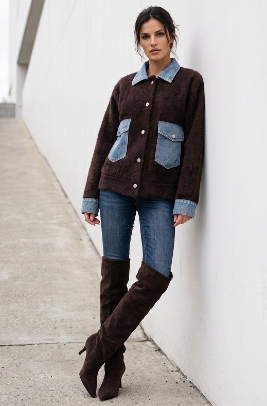 Mixed Brands - Shirt with Denim Details FL97 - Brown