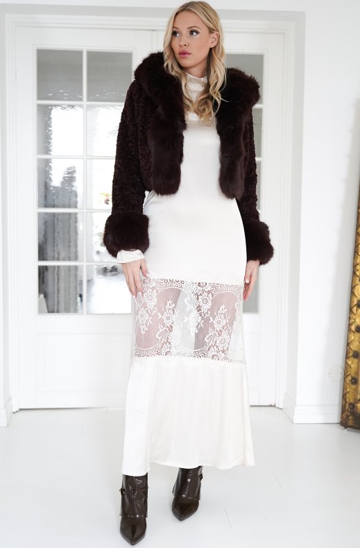 Mixed Brands - Faux Fur Jacket with Hood 8019 - Choco