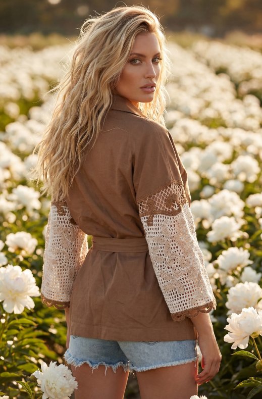 Mixed Brands - Relaxed Blazer with Belt MA065 - Camel