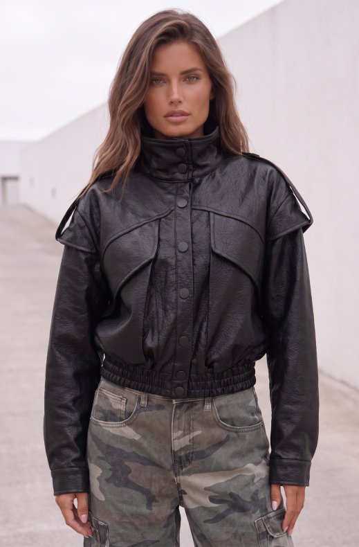 Mixed Brands - Faux Leather Jacket WE1010 - Black