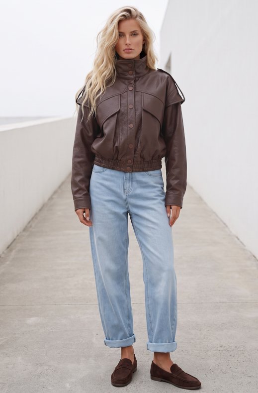 Mixed Brands - Faux Leather Jacket WE1010 - Brown