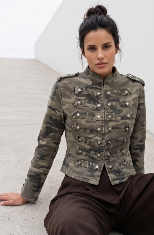 Mixed Brands - Camo Napoleon Jacket YX616 - Khaki