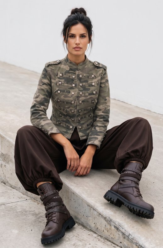 Mixed Brands - Camo Napoleon Jacket YX616 - Khaki