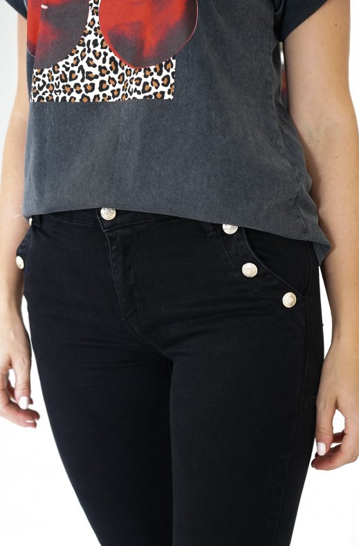 Mixed Brands - Skinny pants with buttons 2366 - Black