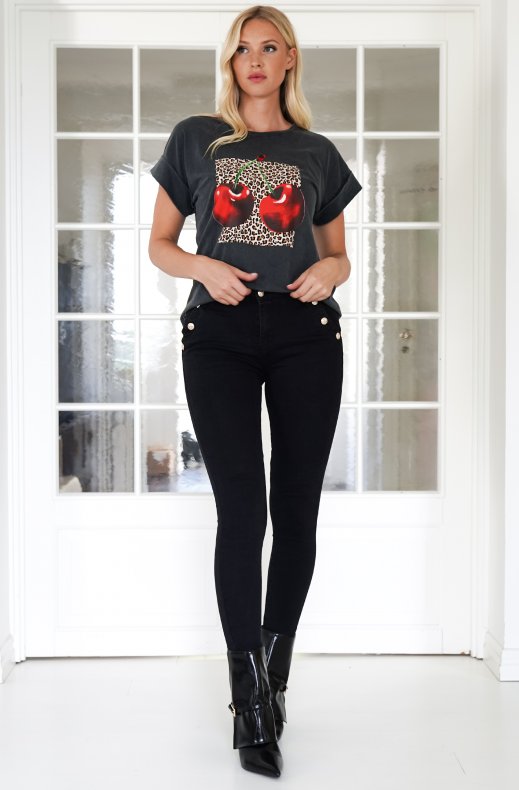Mixed Brands - Skinny pants with buttons 2366 - Black