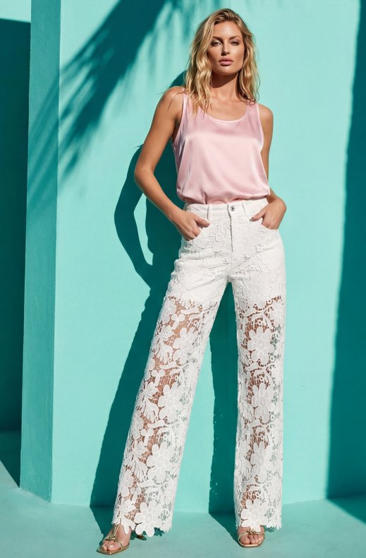 Mixed Brands - Lace Jeans 7391 - White