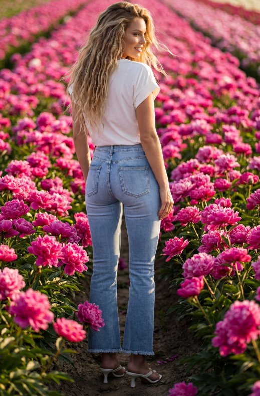 Mixed Brands - Cropped Jeans with Raw Hem 9095 - Blue