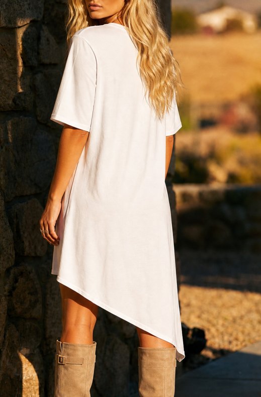 Mixed Brands - Asymmetrical Tshirt Dress JOY26 - Ecru