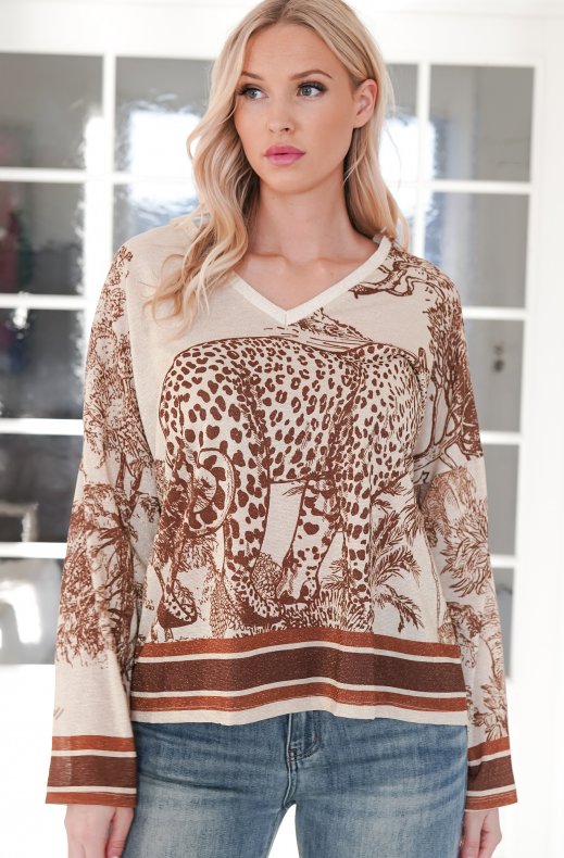  Mixed Brands - Lurex Cheeta top 2682 - Brown 2
