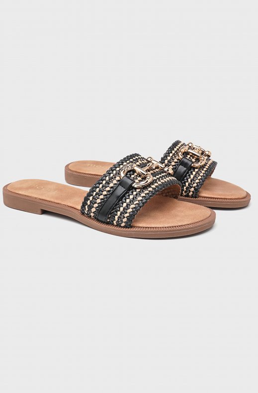 Mixed Brands - Braided Strap Mule with Buckle MP6149 - Black