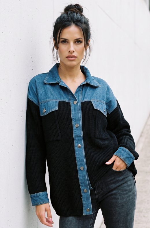 Mixed Brands - Overshirt with Denim Details 2631 - Black