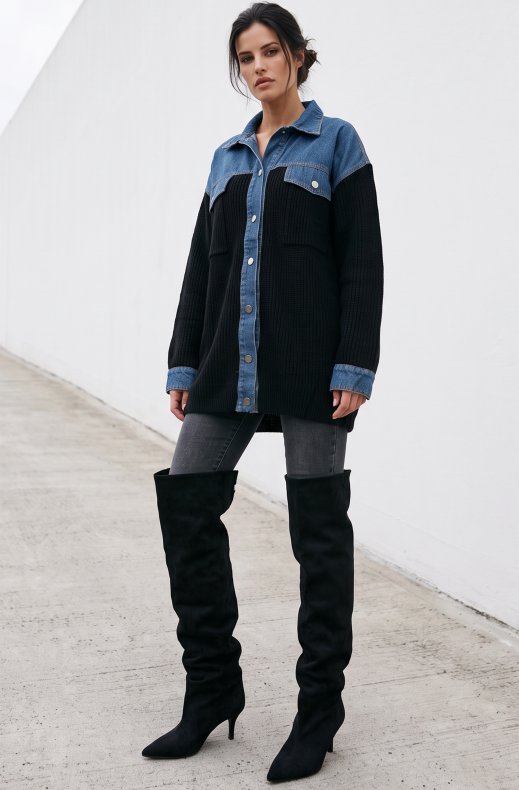 Mixed Brands - Overshirt with Denim Details 2631 - Black