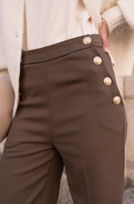 Mixed Brands - Wide leg pants with buttons H3031 - Terre