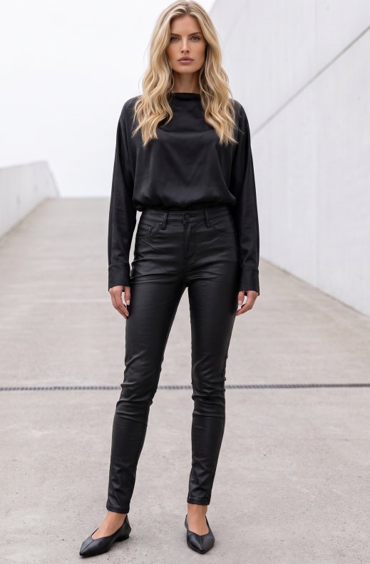 Mixed Brands - Coated skinnyjeans 6688 - Black