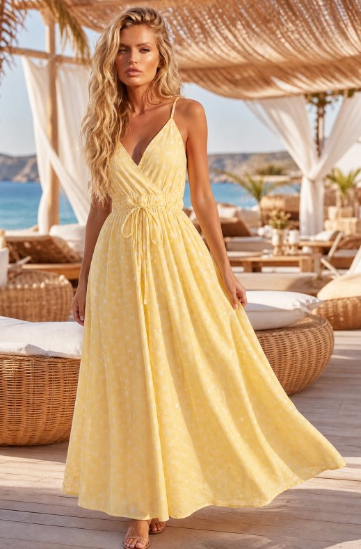 Mixed Brands - Polka Dot Dress 3819-59 - Light Yellow
