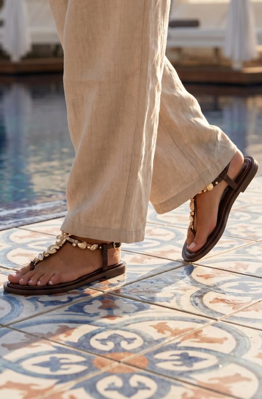Mixed Brands - Sandal with Seashells 9807 - Brown