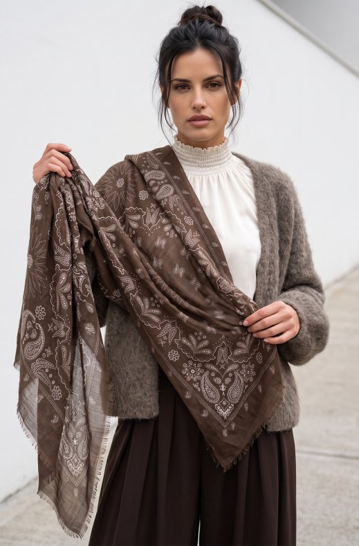 Mixed Brands - Paisley Scarf RE-J184 - Brown