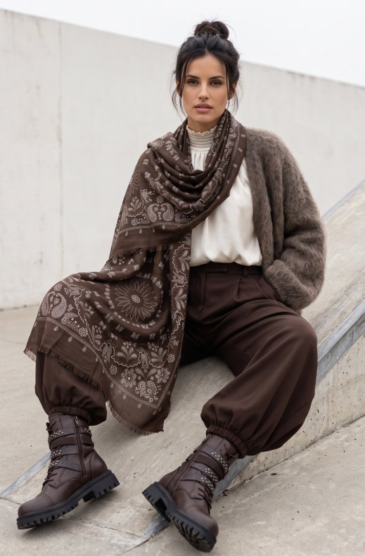 Mixed Brands - Paisley Scarf RE-J184 - Brown