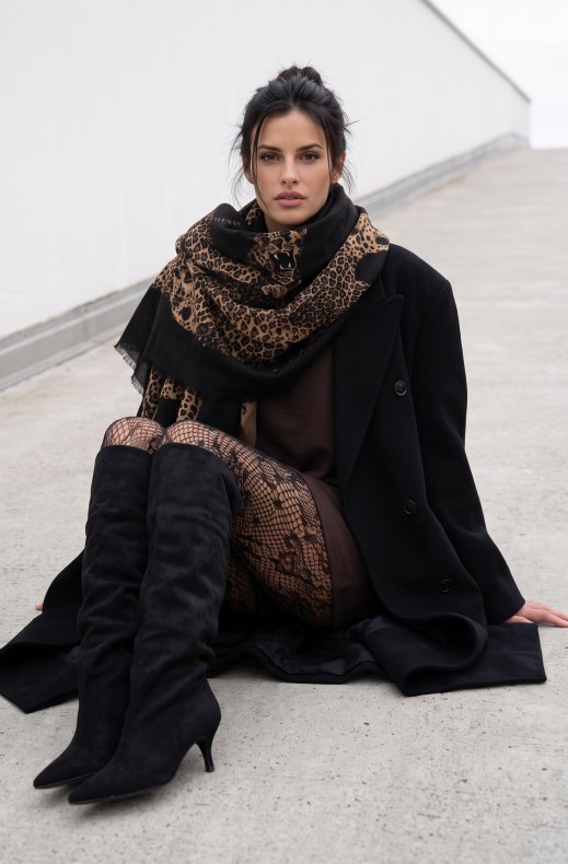 Mixed Brands - Cheetah Scarf RE-J204 - Black