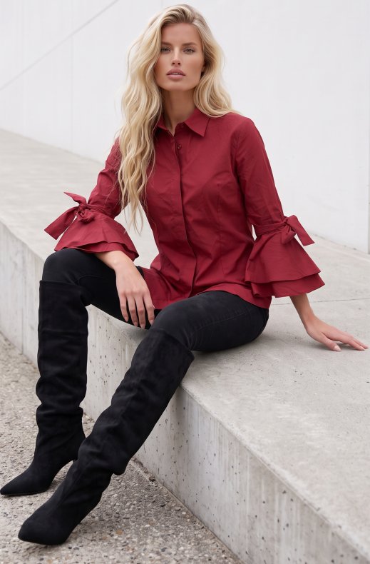 Mixed Brands - Shirt with trumpetsleeve H0353082 - Wine