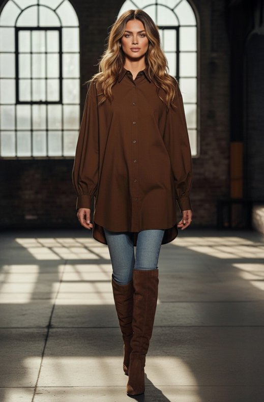 Mixed Brands - Oversized Blouse 8516 - Brown