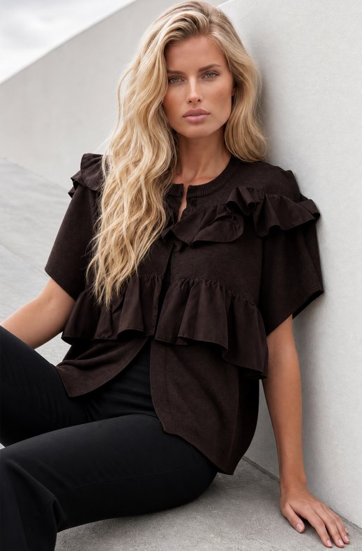 Mixed Brands - Frill Cardigan BWC96619 - Dark Brown