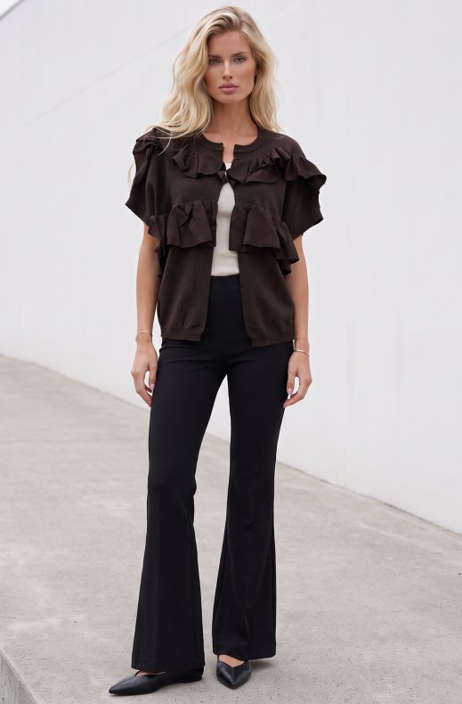Mixed Brands - Frill Cardigan BWC96619 - Dark Brown