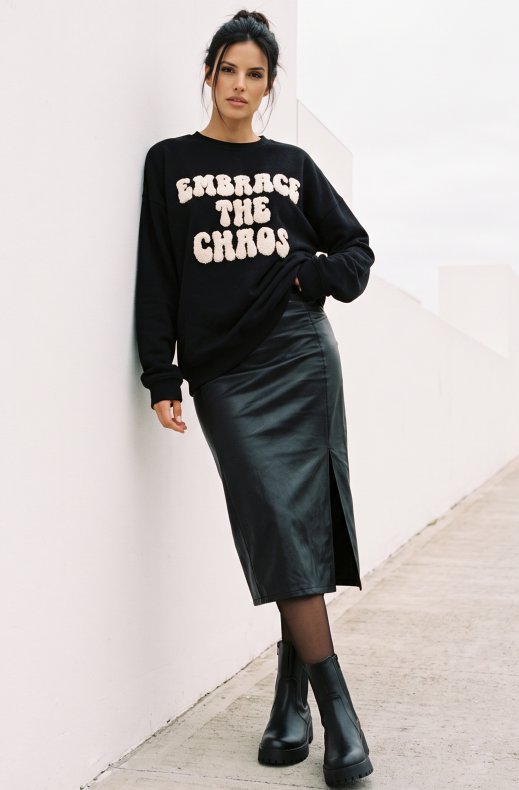 Mixed Brands - Faux Leather Skirt D29108 - Black
