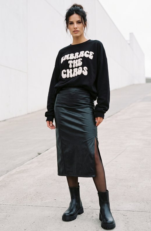 Mixed Brands - Faux Leather Skirt D29108 - Black