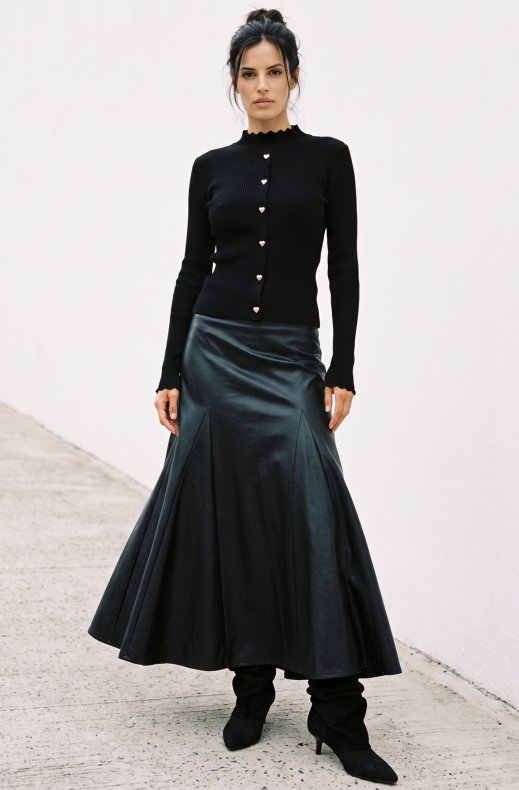 Mixed Brands - Maxi Skirt Vegan Leather N022 - Black