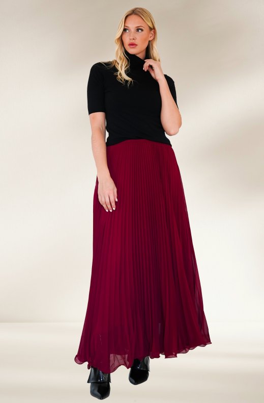 Mixed Brands - Plisée maxi skirt 12647 - Bordeaux